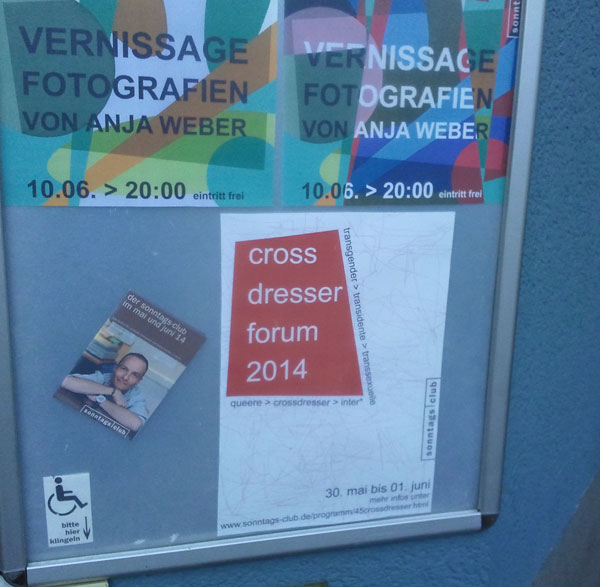 Die Ank&uuml;ndigung im Schaukasten des Sonntagsclubs