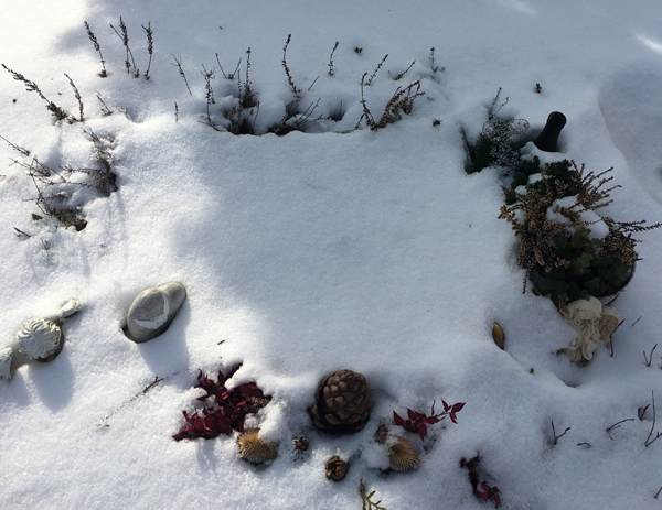 mit Schnee zugedeckt